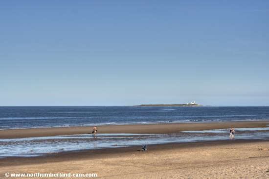View from the beach to Coquet Island.