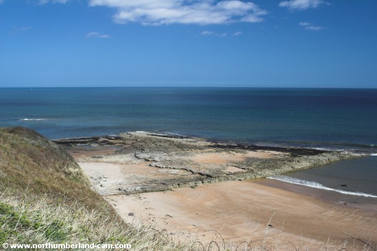 View over the beach to Birling Carrs Rocks.
