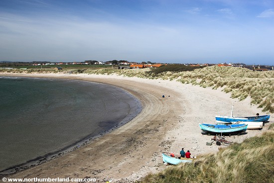 North end of the beach at Beadnell Bay beside the harbour.