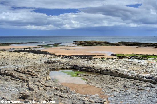 Looking out to sea over the rocks.