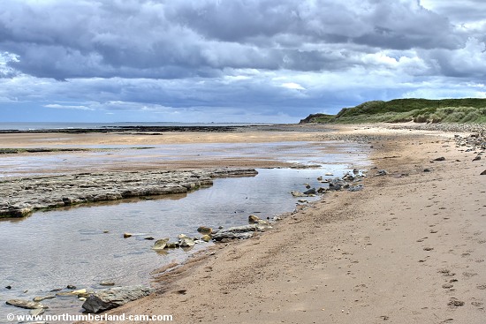 Looking south along the beach and rocks.